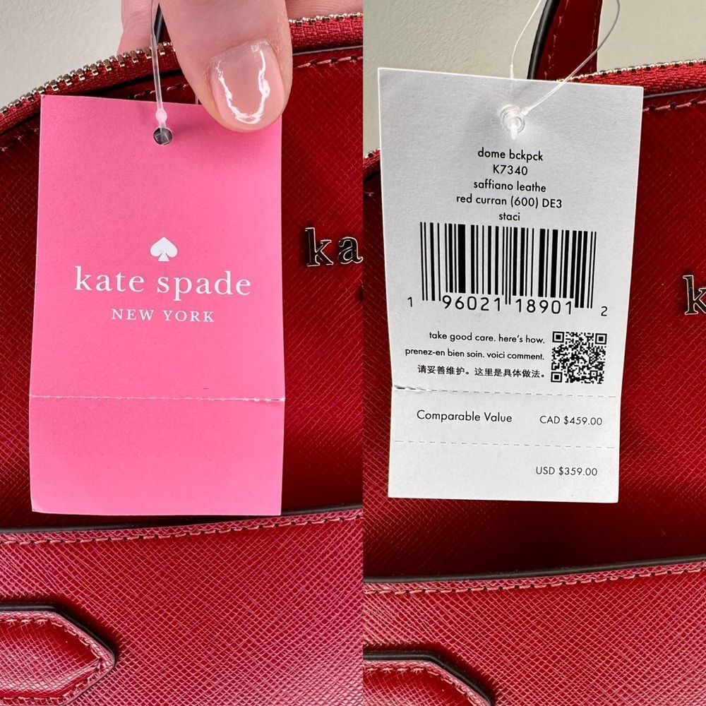 Kate Spade Staci Dome Backpack Red Currant Saffiano Leather Designer Bag NWT - Picture 8 of 11